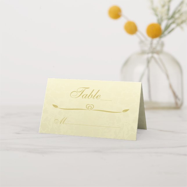 Gold on Gold Monogram Wedding Platzkarte (Vorderseite)