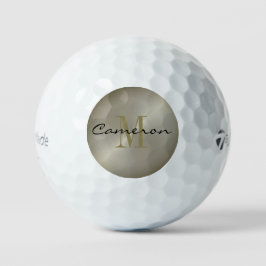 Gold On Silver Initial and Name Personalized Gift Golfball
