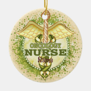 Gold Onkologie Krankenschwester Caduceus Ornament