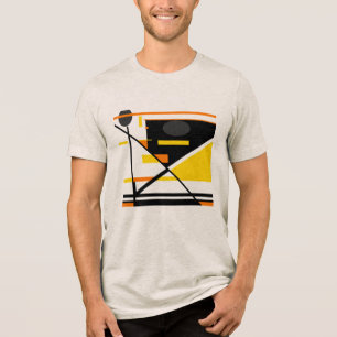 Gold Orange Black Contemporary Abstract Design Tri-Blend Shirt