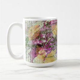 Gold Orange Fall Leaf Blätter auf Vintager Decoupa Kaffeetasse