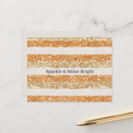 Gold Orange Glitter Cream Streifen Funkeln & Glänz Postkarte
