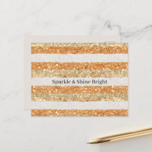 Gold Orange Glitter Cream Streifen Funkeln & Glänz Postkarte