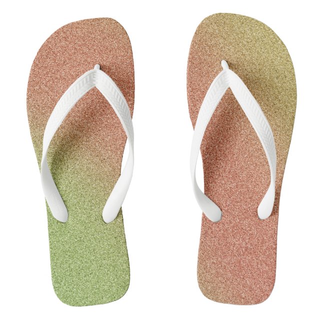 Gold-Orange-grüne Glitzer, Paar aus Flip Flops (Fußbett)