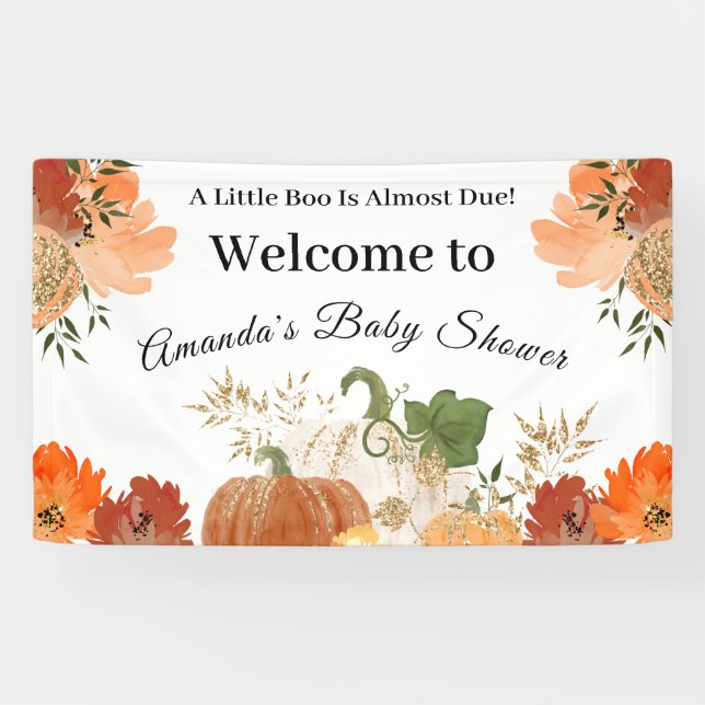 Gold Orange Herbst Herbst Baby Dusche Begrüßungsba Banner (Horizontal)