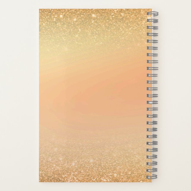 Gold & Orange Notebook with Sparkle Glam Aesthetic Notizbuch (Rückseite)