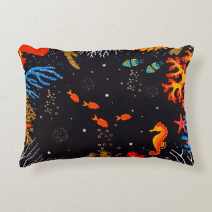 Gold Orange Tropical Summer Ocean Unterwasser Dekokissen