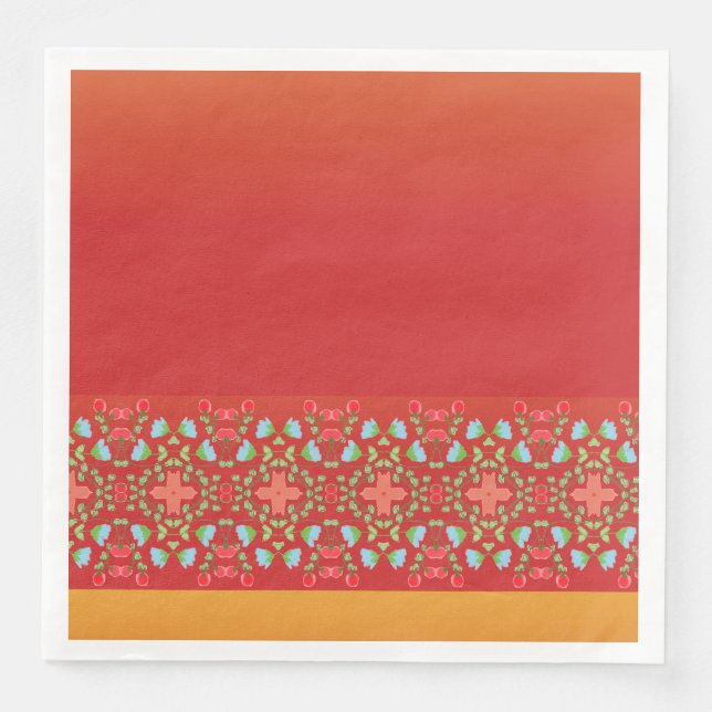 Gold Orange und Rot Serviette (Vorderseite)
