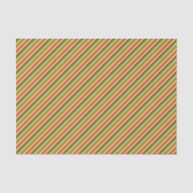 Gold, Orangen, grün gestreift Seidenpapier (Vorderseite)