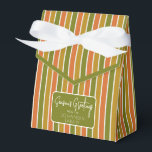 Gold, Orangen, grün gestrichene Oliven Gruß Geschenkschachtel<br><div class="desc">Golden,  orange,  olivgrün gestreifte Gaumenbox mit farbenfroher Krawatte und schlichter Urlaubsstimmung. Perfekt für alle Geschenkthemen; einfach/minimalistisch bis maximalistisch,  je nach zusätzlichen Verzierungen.</div>