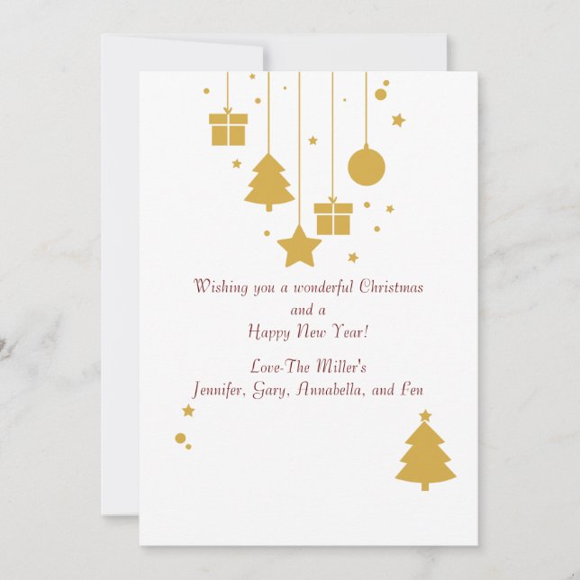 Gold Ornament Weihnachtskarte Feiertagskarte (Vorderseite)
