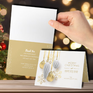 Gold Ornamente Geschäft Vielen Dank Weihnachten