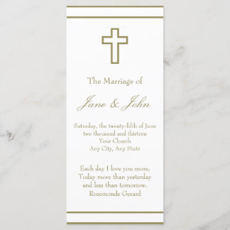 Gold Outline Cross Set Wedding Programme