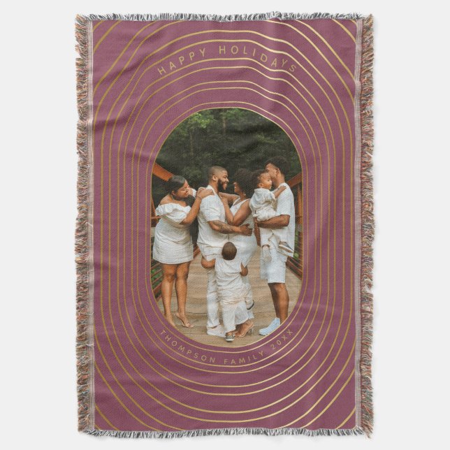 Gold Oval Frame Custom Foto Family Weihnachten Decke (Vorderseite Vertikal)