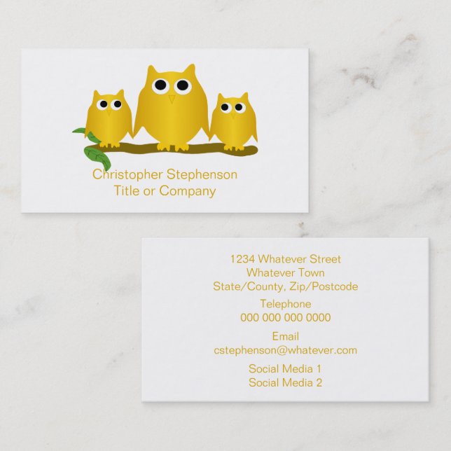 Gold Owls Design Visitenkarte (Vorne/Hinten)