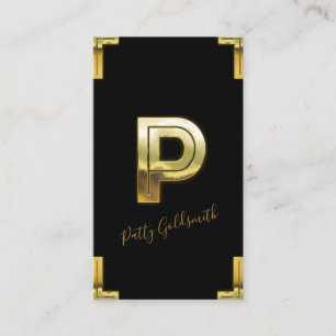 Gold P Initialen und Rahmen Visitenkarte