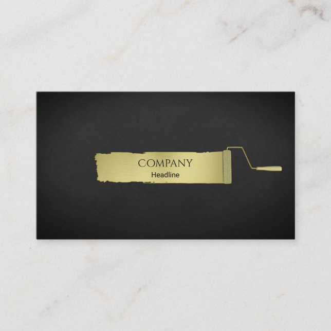 Gold Paint Roller Business Card Visitenkarte (Vorderseite)