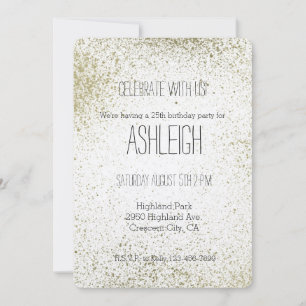 Gold Paint Spritzer Geburtstag Einladung