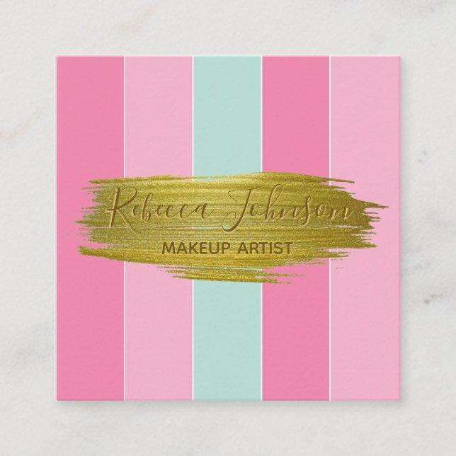Gold Paint Stroke Colorful Stripes - Visitenkarte (Vorderseite)