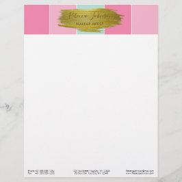 Gold Paint Stroke Farbenfrohe Minze Rosa Streifen Briefkopf
