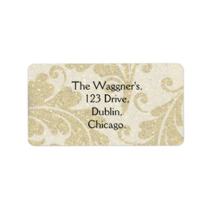 Gold Paisley Damask Étiquettes de adresse
