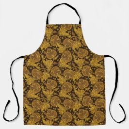 Gold paisley damask floral oriented ethnic patten schürze