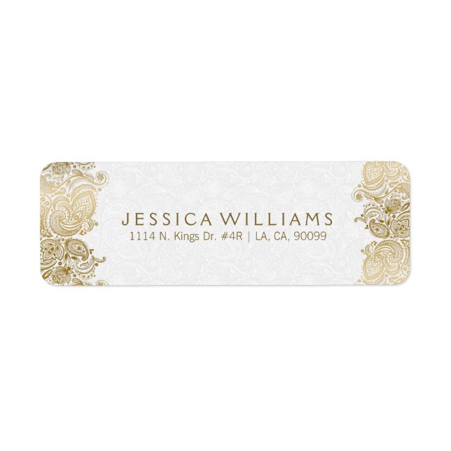 Gold Paisley Lace auf Weiß (Vorne)