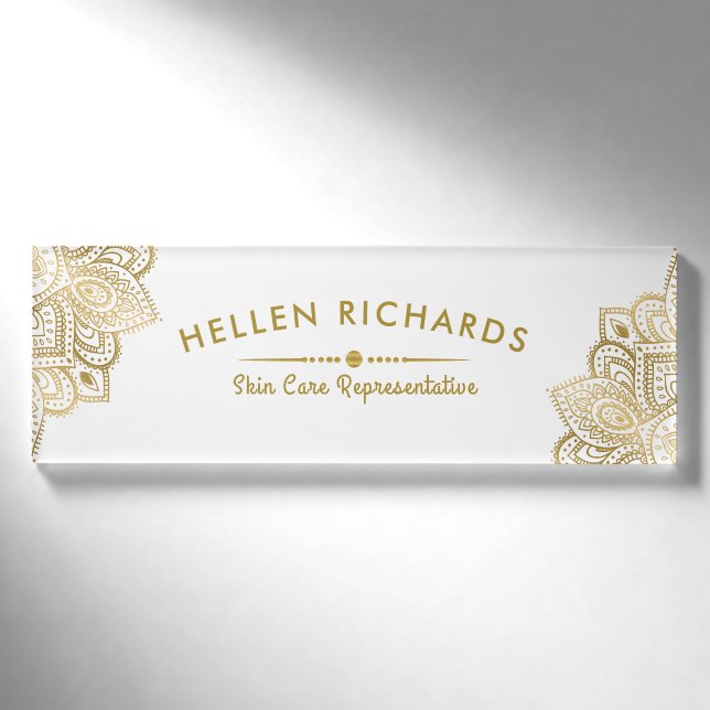 Gold Paisley Mandala Namenschild (Vorderseite)