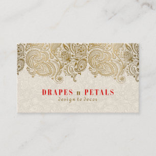 Gold Paisley-Spitzen mit Creme-Hintergrund Visitenkarte