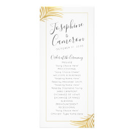 Gold Palm Tree Blätter Tropical Wedding Program Werbekarte