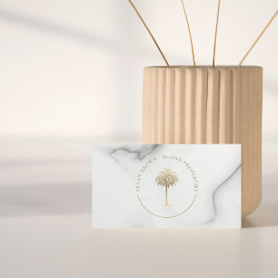 Gold Palm Tree Logo Marble Motif Carte de visite