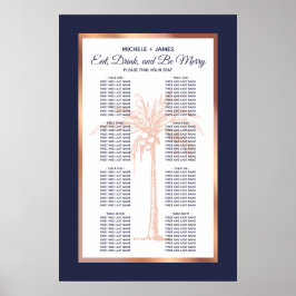 Gold Palm Tropical Wedding Seating Chart für Rose Poster