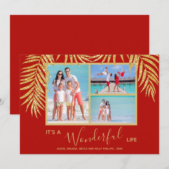 Gold Palms Foto Collage Weihnachten (Vorne/Hinten)