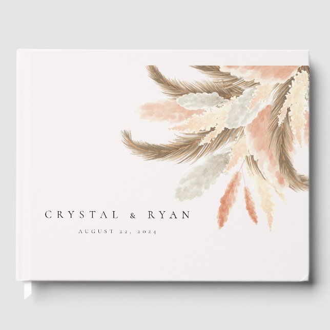 Gold Pampas Grass Wedding Guest C100 Gästebuch (Vorderseite)