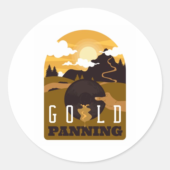 Gold Panning Runder Aufkleber (Vorderseite)