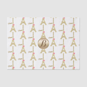 Gold Paris Eiffelturm Monogram Modernes Party Seidenpapier