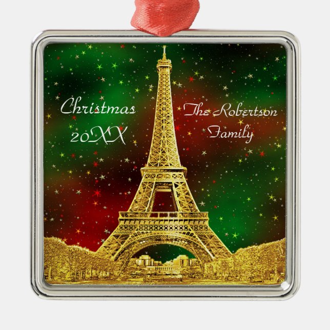 Gold Paris Skyline #2 Weihnachtsstar Ornament Aus Metall (Vorne)