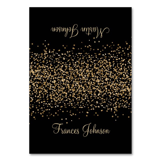 Gold Parties scintillant Black Deux Nom Cartes de  (Par défaut)