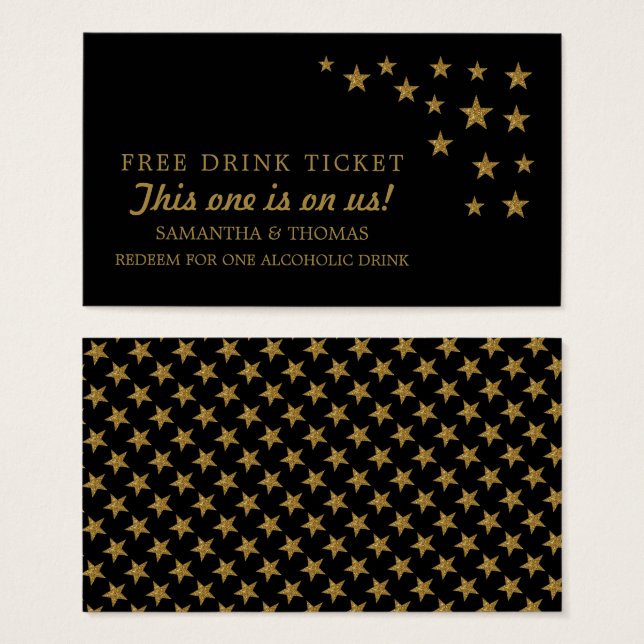 Gold Parties scintillant Stars Billet de boisson g (Devant & derrière)