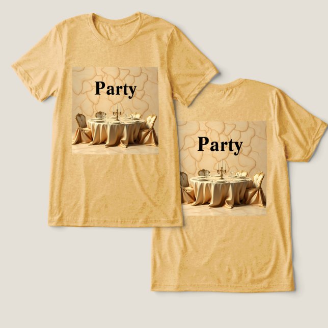 Gold Party Design Party T - Shirt (Design Vorderseite & Rückseite)