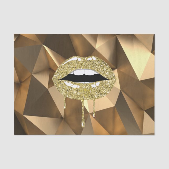 Gold Party Luxury Glam Glitzer Tropfen Tropfen Lip Seidenpapier (Vorderseite)