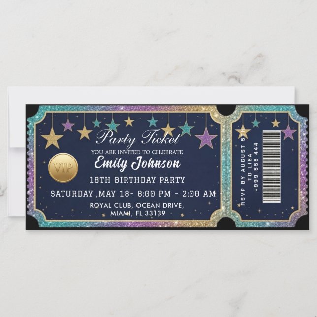Gold Party Ticket Invitation (Devant)