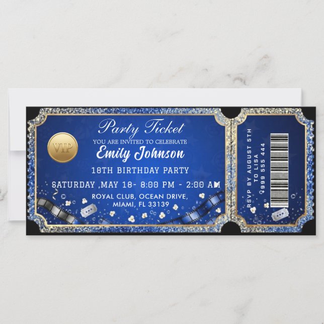 Gold Party Ticket Invitation (Devant)