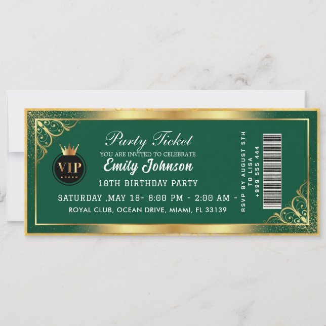 Gold Party Ticket Invitation 2026 (Devant)