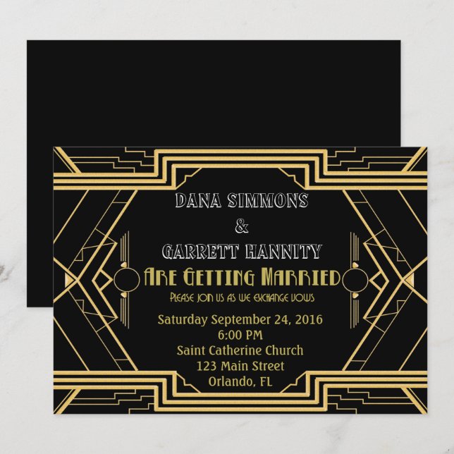 Gold Party Wedding Suite Zeremonie Party Einladung (Vorne/Hinten)