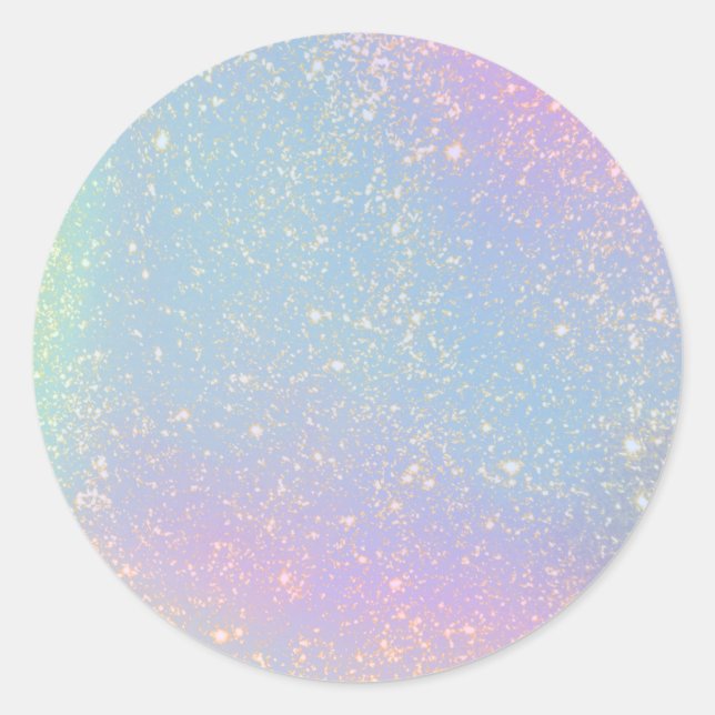 Gold Pastell Regenbogen Wasserfarbe Glitter Leere Runder Aufkleber (Vorderseite)