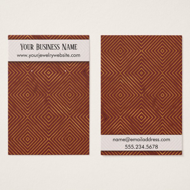 Gold Pattern Burgundy Earring Holder Display Card (Vorne & Hinten)