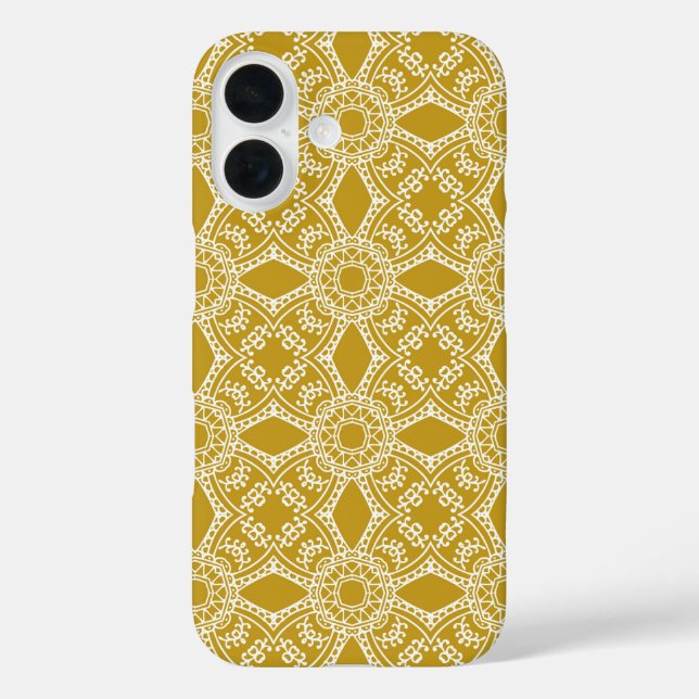 Gold Pattern Damask iPhone 16 Hülle (Rückseite)