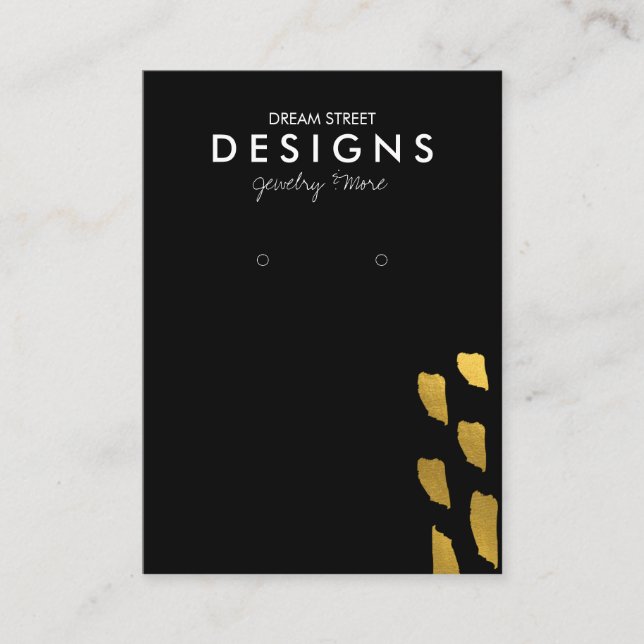 Gold Patterns Earring Display Card Visitenkarte (Vorderseite)