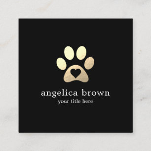 Gold Paw Print mit der Business Card des Herzplatz Quadratische Visitenkarte